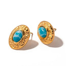 Brinco Disco com Pedra Azul - Bemore